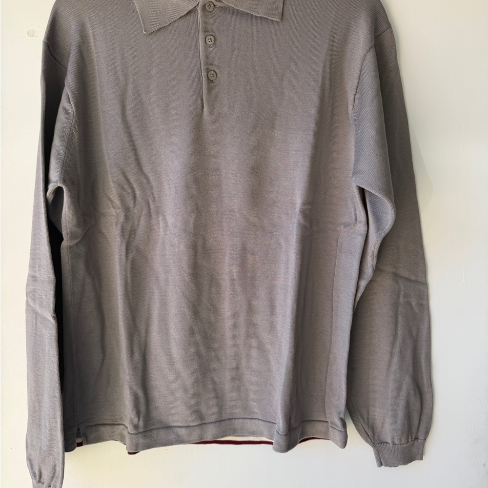 Bachrach Men's Charcoal Long Sleeve Polo Shirt